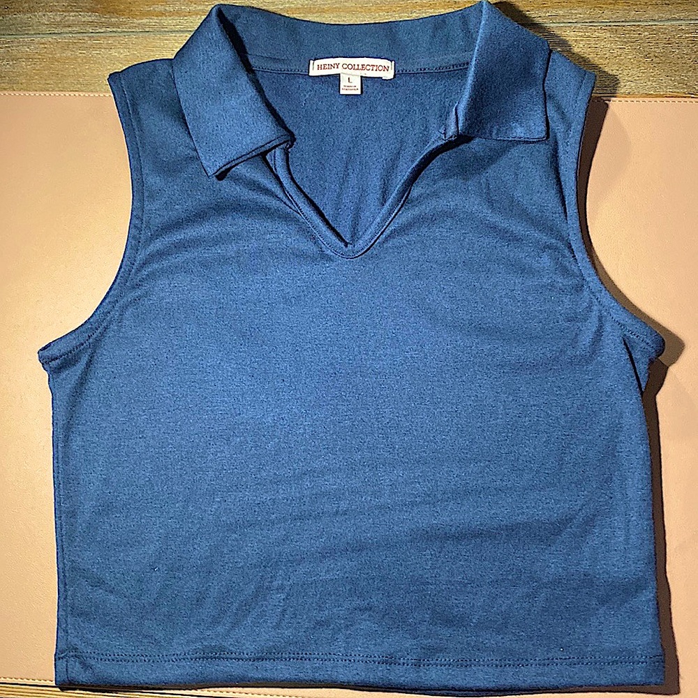 Collared crop top (no sleeves) (used once)